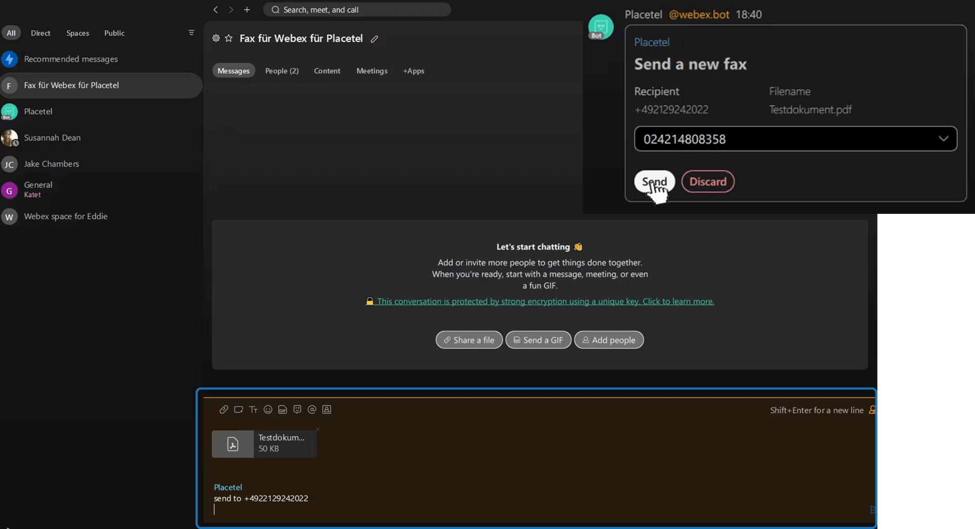 Elektronisches Fax mit dem Webex Bot Elektronisches Fax mit dem Webex Bot