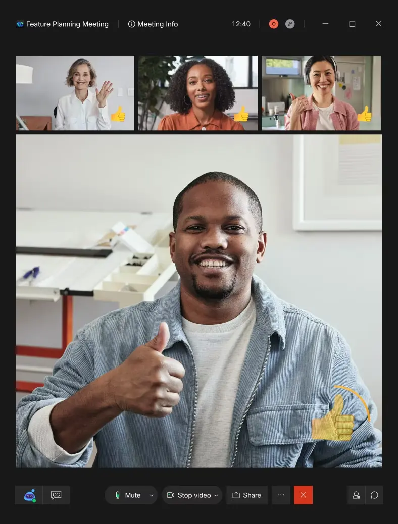 Automatische Gestenerkennung im Webex Client Automatische Gestenerkennung im Webex Client