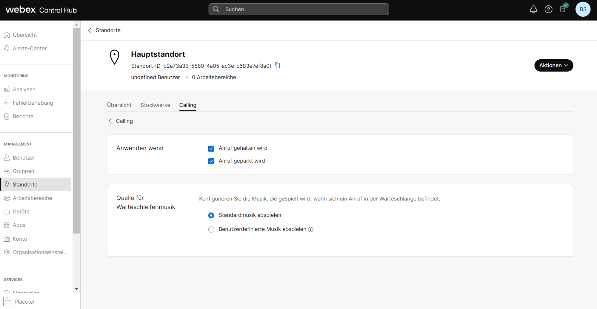 Wartemusik einrichten im Webportal Wartemusik einrichten im Webportal
