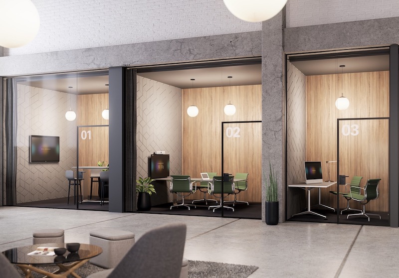 Einzelb&uuml;ros an einem modernen Arbeitsplatz sind mit Cisco-Ger&auml;ten ausgestattet