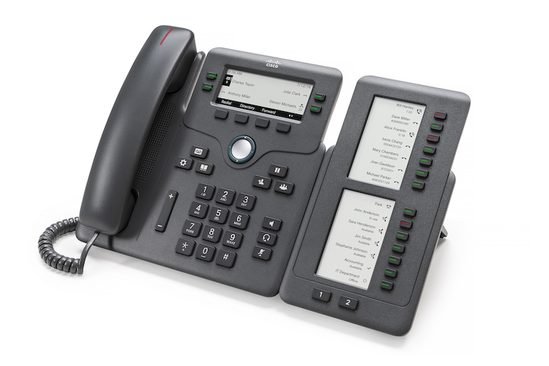 Das Cisco IP-Telefon vor wei&szlig;em Hintergrund